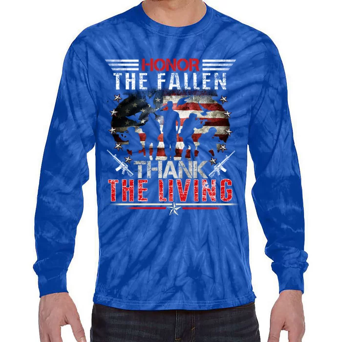 Honor The Fallen Veteran Themed Military Support Memorial Cute Gift Tie-Dye Long Sleeve Shirt