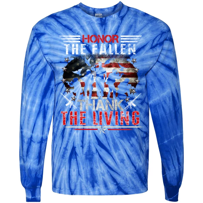 Honor The Fallen Veteran Themed Military Support Memorial Cute Gift Tie-Dye Long Sleeve Shirt