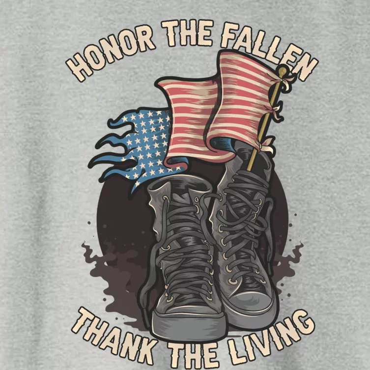 Honor The Fallen Thank The Living Veterans Military Distress Gift Women's Crop Top Tee