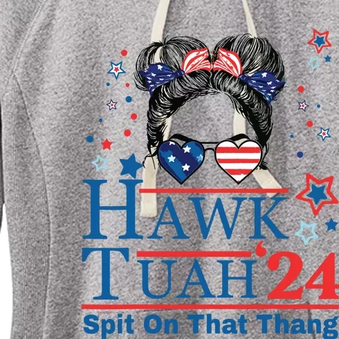 Hawk Tush Funny Messy Bun Hawk Tuah 24 Spit On That Thing Women's Fleece Hoodie