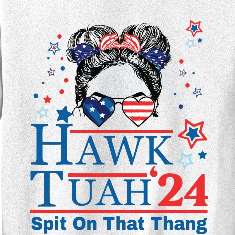 Hawk Tush Funny Messy Bun Hawk Tuah 24 Spit On That Thing Sweatshirt