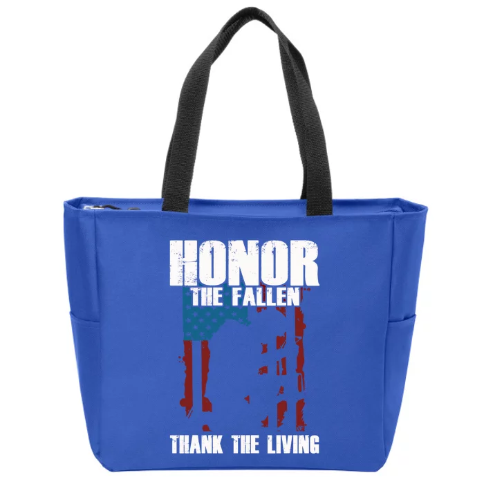 Honor The Fallen Usa Flag Military Veteran Support Gift Zip Tote Bag