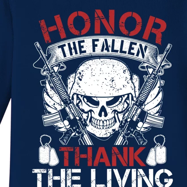 Honor The Fallen Thank The Living Veterans Day Gift Baby Long Sleeve Bodysuit