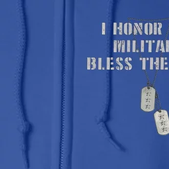 Honor The Fallen Veteran Military Support Gift Full Zip Hoodie