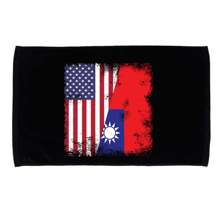 Half Taiwanese Flag Vintage Taiwan Usa Gift Great Gift Microfiber Hand Towel