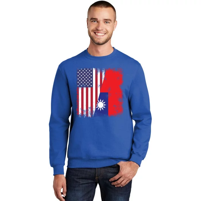 Half Taiwanese Flag Vintage Taiwan Usa Gift Great Gift Sweatshirt