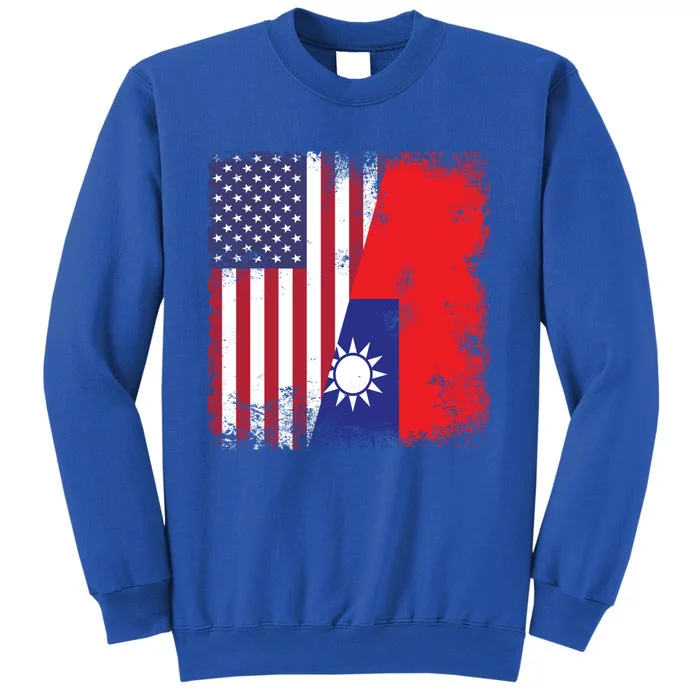 Half Taiwanese Flag Vintage Taiwan Usa Gift Great Gift Tall Sweatshirt