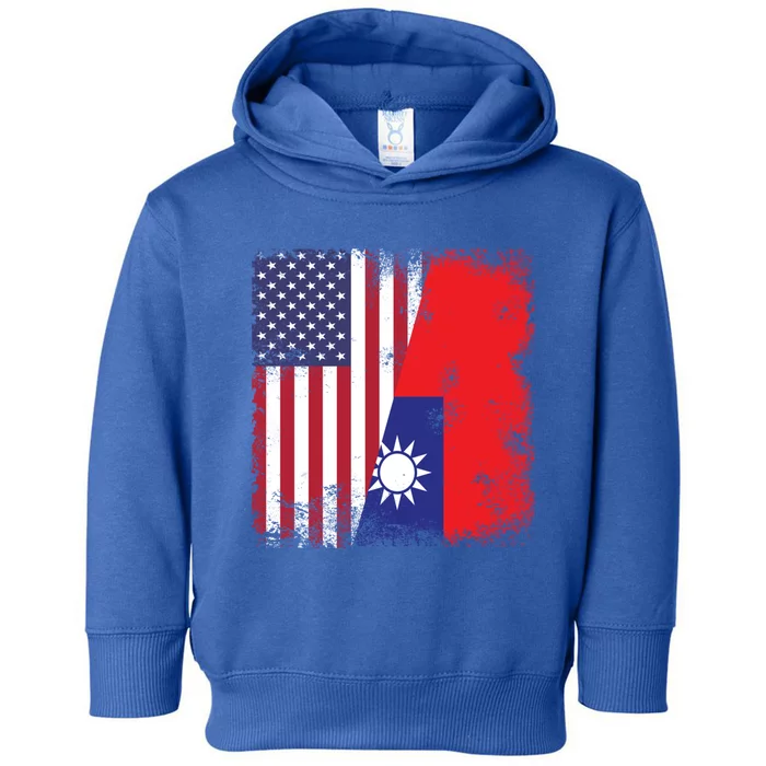 Half Taiwanese Flag Vintage Taiwan Usa Gift Great Gift Toddler Hoodie