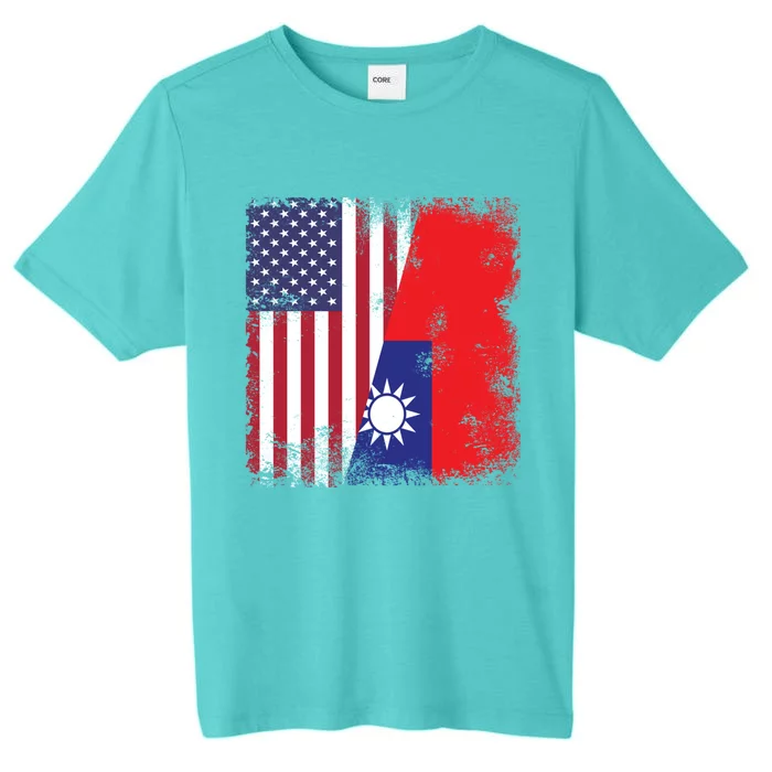 Half Taiwanese Flag Vintage Taiwan Usa Gift Great Gift ChromaSoft Performance T-Shirt