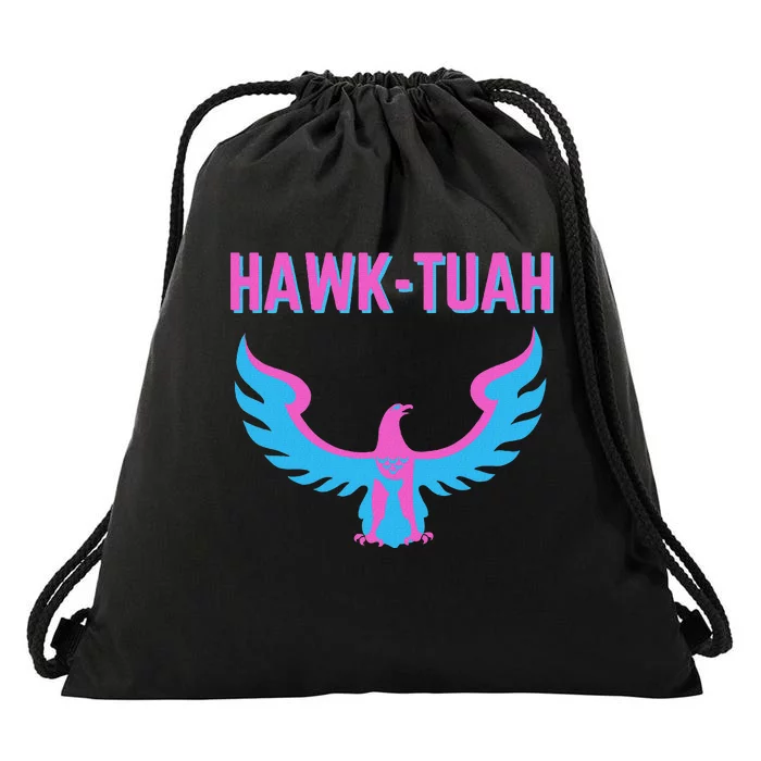 Hawk Tuah Funny Viral Meme Design Drawstring Bag