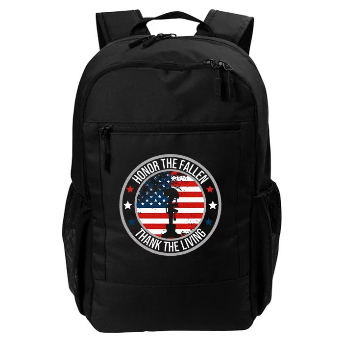 Honor The Fallen Thank The Living Memorial Day Veteran Flag Daily Commute Backpack