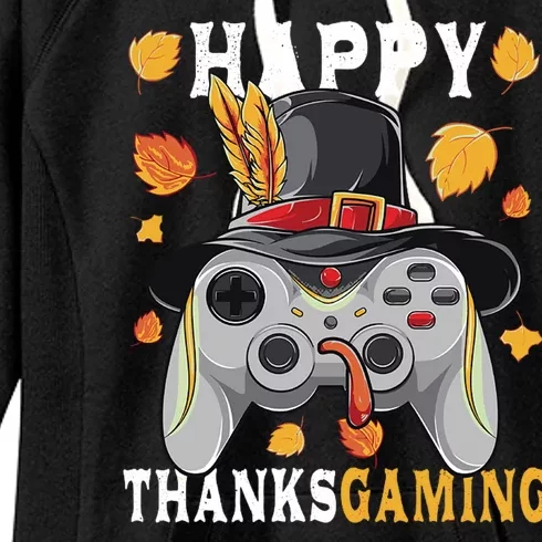 Happy Thanksgaming Funny Cute Thanksgiving Gamer Women's Fleece Hoodie