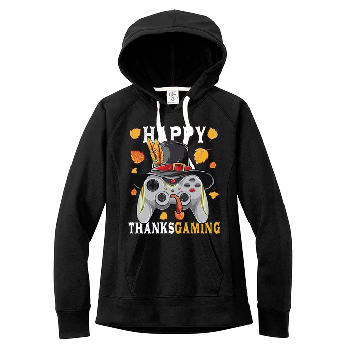 Happy Thanksgaming Funny Cute Thanksgiving Gamer Women's Fleece Hoodie