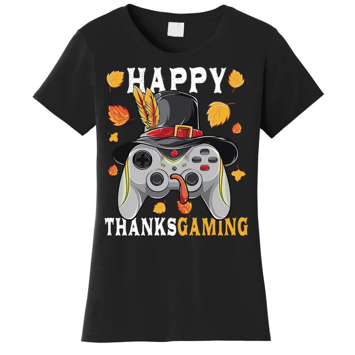 Happy Thanksgaming Funny Cute Thanksgiving Gamer Women's T-Shirt