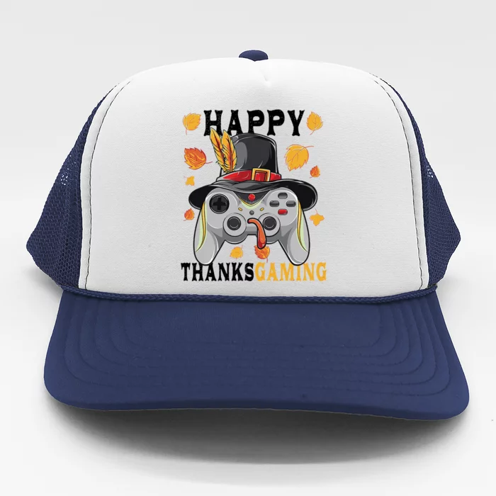 Happy Thanksgaming Funny Cute Thanksgiving Gamer Trucker Hat