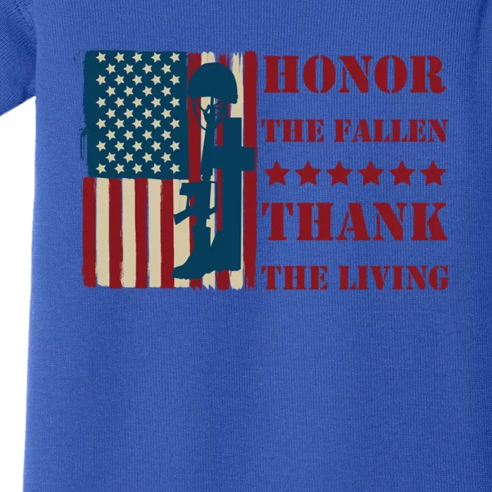 Honor The Fallen Thank The Living Patriotic Memorial Day Meaningful Gift Baby Bodysuit