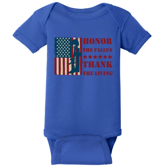 Honor The Fallen Thank The Living Patriotic Memorial Day Meaningful Gift Baby Bodysuit