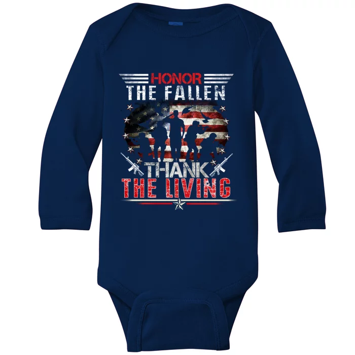 Honor The Fallen Veteran Themed Military Support Memorial Meaningful Gift Baby Long Sleeve Bodysuit