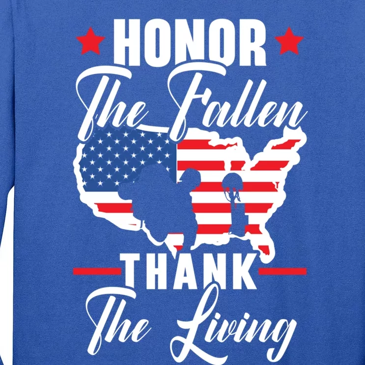 Honor The Fallen Thank The Living Usa American Memorial Day Cute Gift Tall Long Sleeve T-Shirt