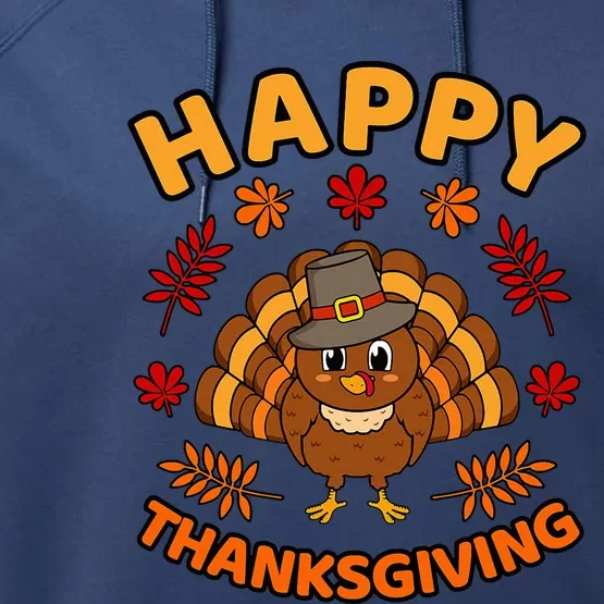 Happy Thanksgiving Funny Turkey Family Performance Fleece Hoodie