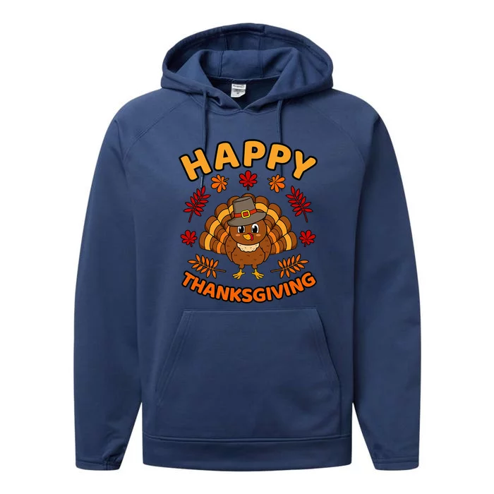 Happy Thanksgiving Funny Turkey Family Performance Fleece Hoodie