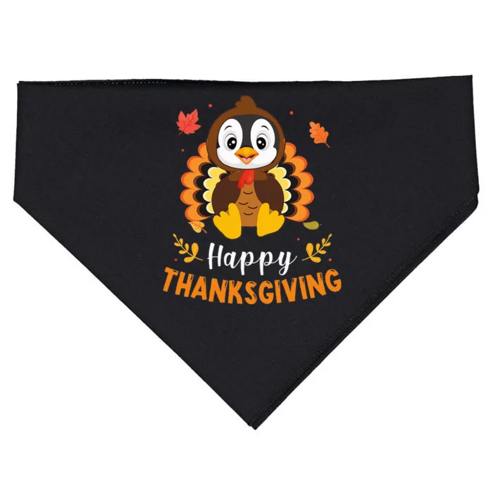 Happy Thanksgiving Funny Penguins Turkey Costume Lover Gifts USA-Made Doggie Bandana