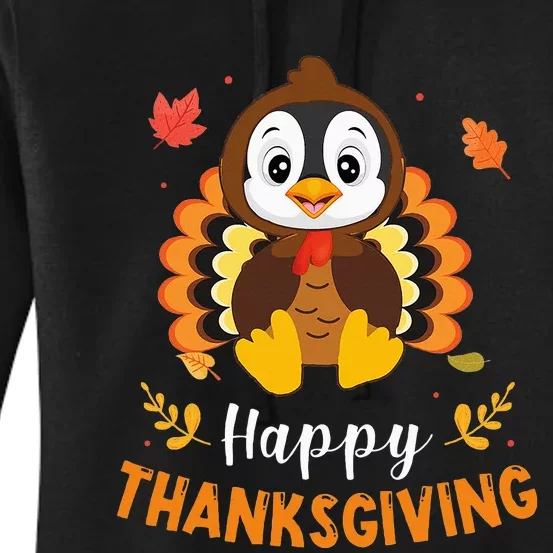 Happy Thanksgiving Funny Penguins Turkey Costume Lover Gifts Women's Pullover Hoodie