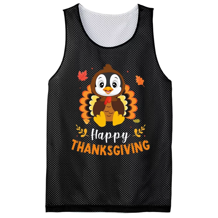 Happy Thanksgiving Funny Penguins Turkey Costume Lover Gifts Mesh Reversible Basketball Jersey Tank