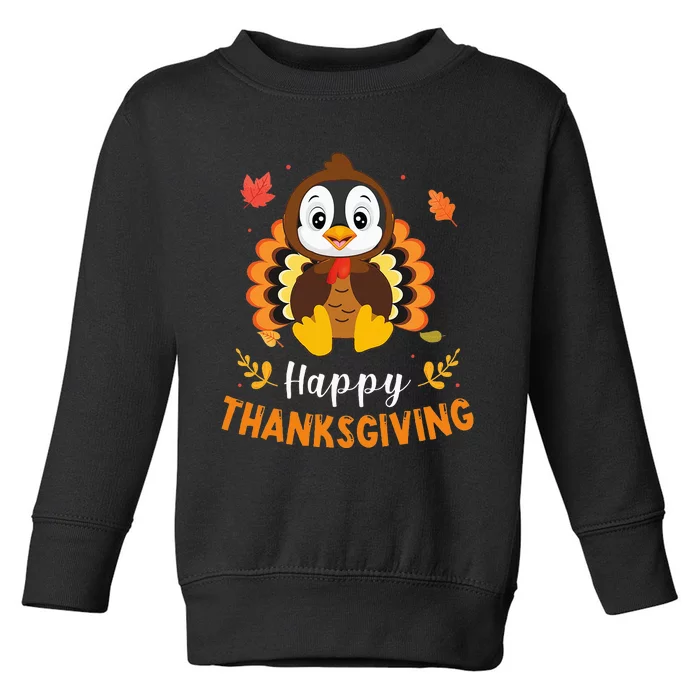 Happy Thanksgiving Funny Penguins Turkey Costume Lover Gifts Toddler Sweatshirt