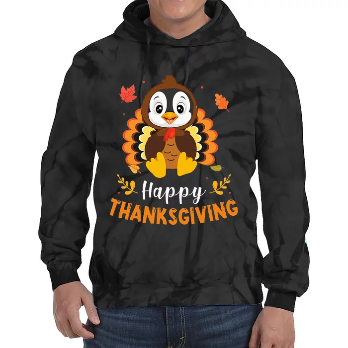 Happy Thanksgiving Funny Penguins Turkey Costume Lover Gifts Tie Dye Hoodie