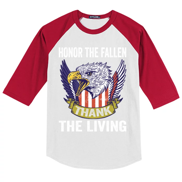 Honor The Fallen Thank The Living Usa Flag Memorial Day Gift Kids Colorblock Raglan Jersey