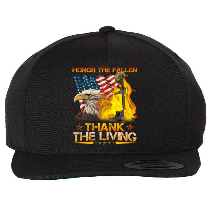 Honor The Fallen Thank The Living Memorial Day Wool Snapback Cap