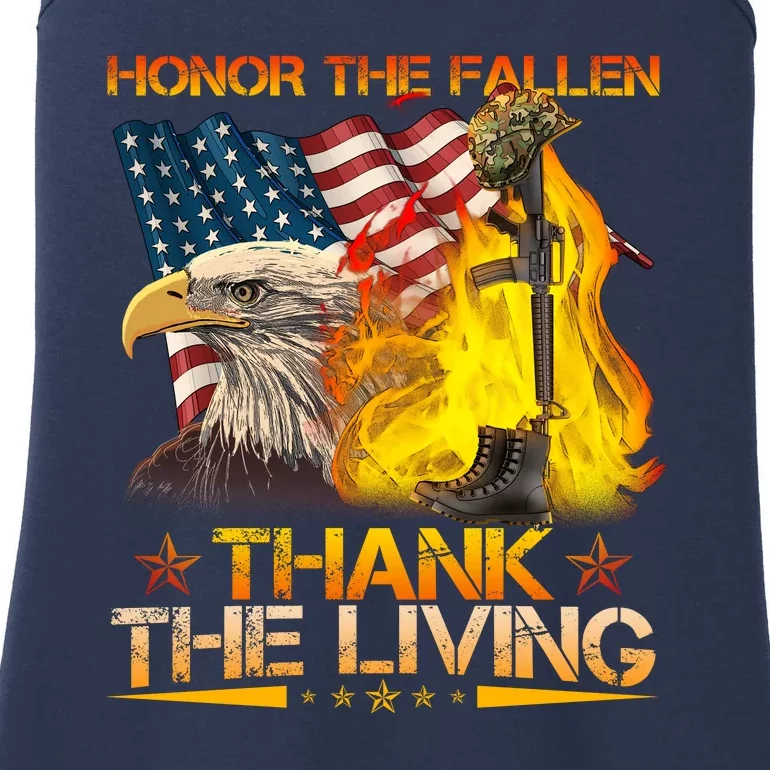 Honor The Fallen Thank The Living Memorial Day Ladies Essential Tank