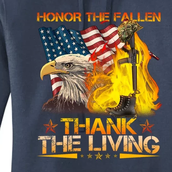 Honor The Fallen Thank The Living Memorial Day Women's Pullover Hoodie