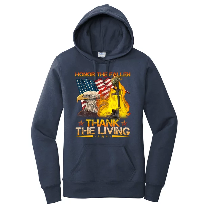 Honor The Fallen Thank The Living Memorial Day Women's Pullover Hoodie