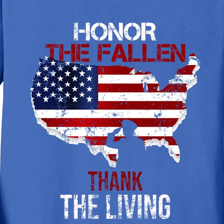 Honor The Fallen Veteran Themed Military Support Cute Gift Kids Long Sleeve Shirt