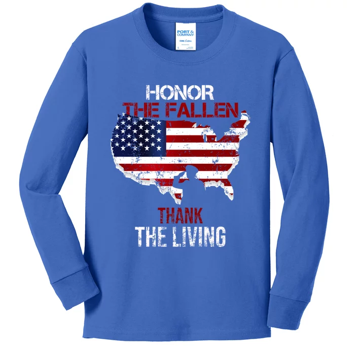 Honor The Fallen Veteran Themed Military Support Cute Gift Kids Long Sleeve Shirt