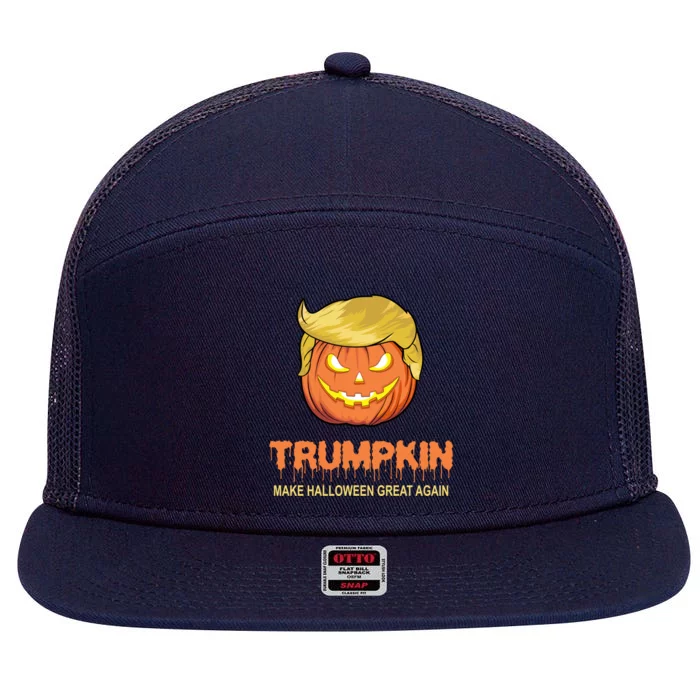 Halloween Trumpkin Funny Gift Make Halloween Great Again Tee Gift 7 Panel Mesh Trucker Snapback Hat