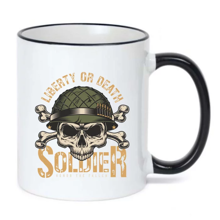 Honor The Fallen Army Heroes Skull In Soldier Helmet Gift Black Color Changing Mug