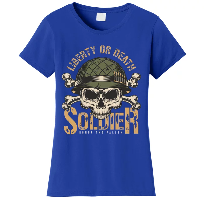 Honor The Fallen Army Heroes Skull In Soldier Helmet Gift Women's T-Shirt