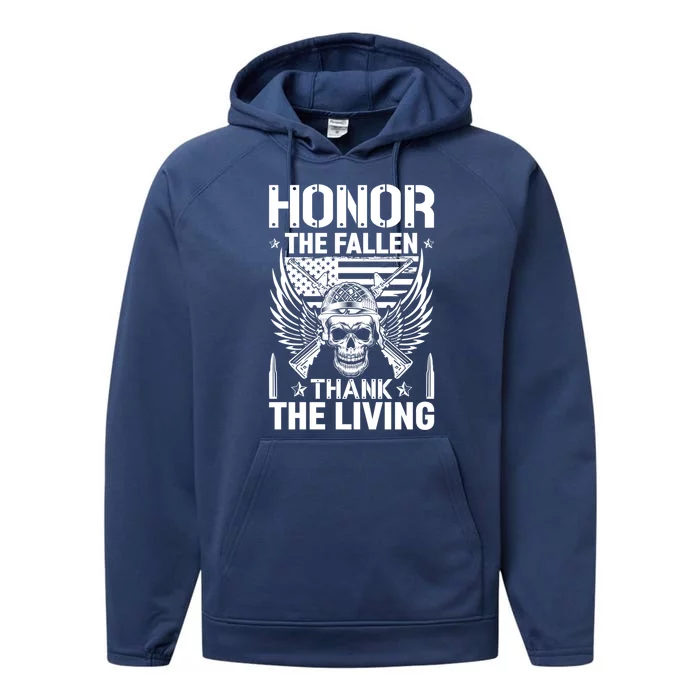 Honor The Fallen Thank The Living U S Veterans Gift Performance Fleece Hoodie