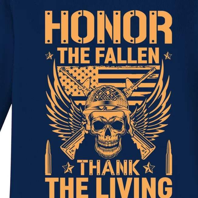 Honor The Fallen Thank The Living U S Veterans Gift Baby Long Sleeve Bodysuit