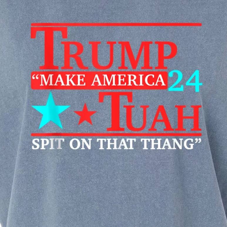 Hawk Tuah Funny Viral Humor Meme Video 24 Trump Tua Garment-Dyed Women's Muscle Tee