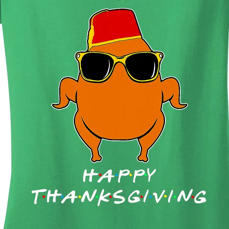 Happy Thanksgiving Friends Turkey Turkey Women's V-Neck T-Shirt