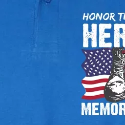 Honor The Fallen Heroes Memorial Day Usa American Flag Cool Gift Softstyle Adult Sport Polo