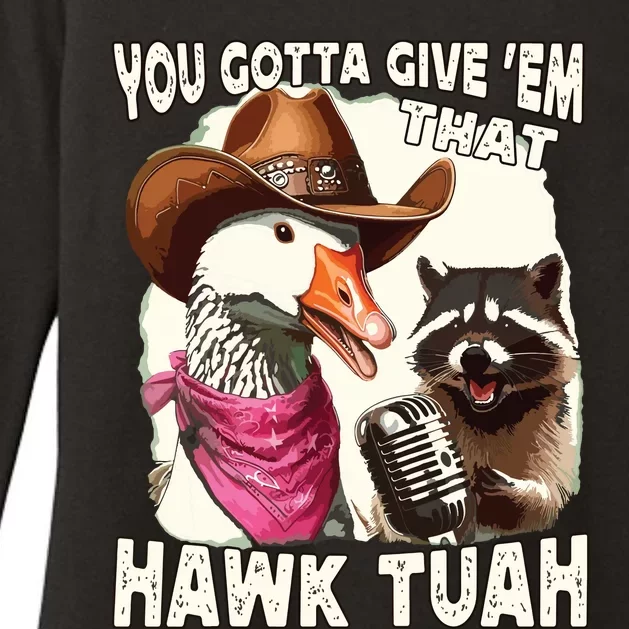 Hawk Tuah Funny Viral Humor Meme Video Girl 24 Goose Tuah Womens CVC Long Sleeve Shirt