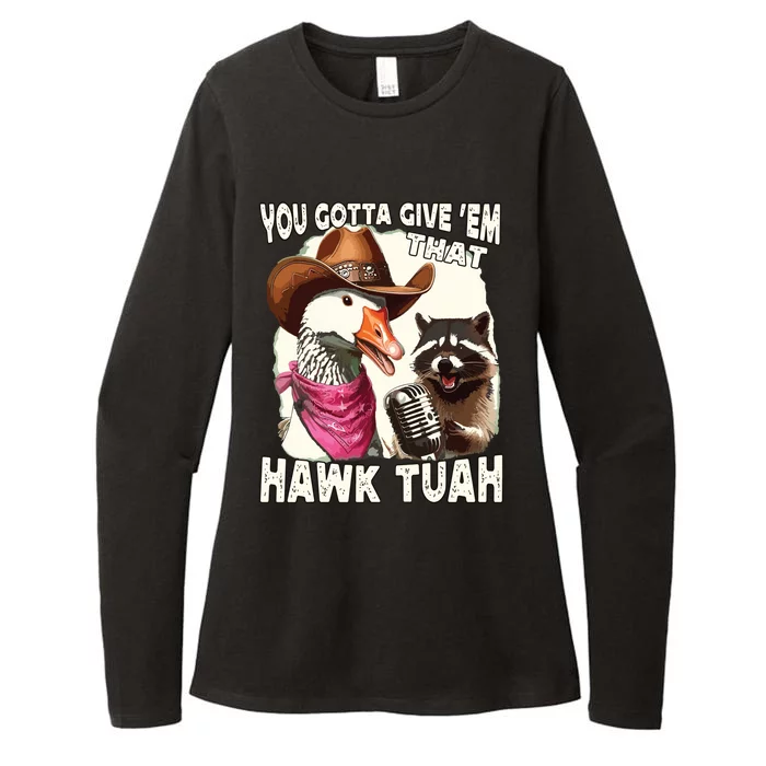 Hawk Tuah Funny Viral Humor Meme Video Girl 24 Goose Tuah Womens CVC Long Sleeve Shirt