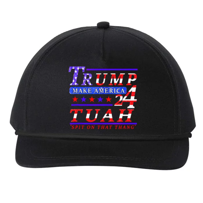 Hawk Tuah Funny Viral Humor Meme Video Tee24 Trump Tuah Snapback Five-Panel Rope Hat