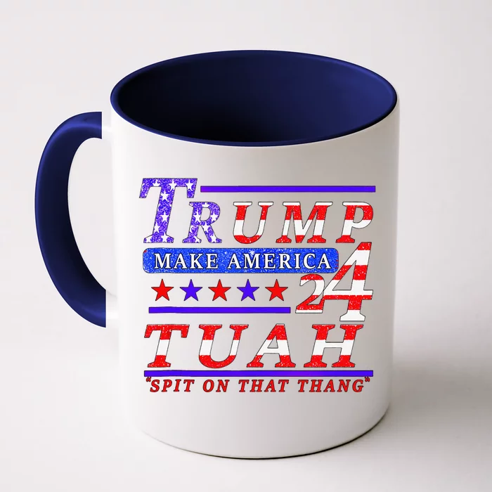 Hawk Tuah Funny Viral Humor Meme Video Tee24 Trump Tuah Front & Back Coffee Mug