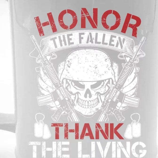 Honor The Fallen Thank The Living Veterans Day Cute Gift Front & Back Beer Stein